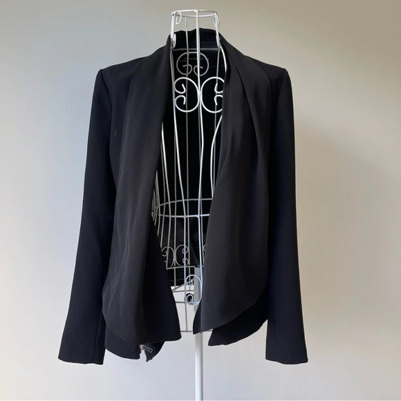 ZARA BLACK ZIPPER SHAWL COLLAR BLAZER JACKET WITH POCKETS SIZE XS - Picture 1 of 11